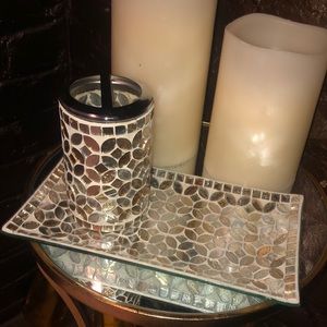 MOSAIC BATHROOM TRAY AND TOOTHBRUSH HOLDER